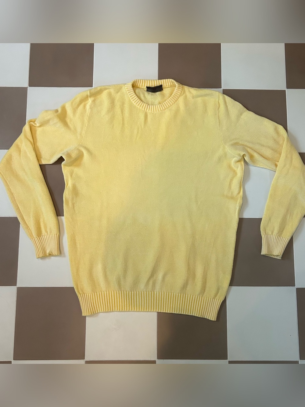 Luciano Barbera Italy Yellow Cotton Crewneck Sweater Size 50 IT M/L US